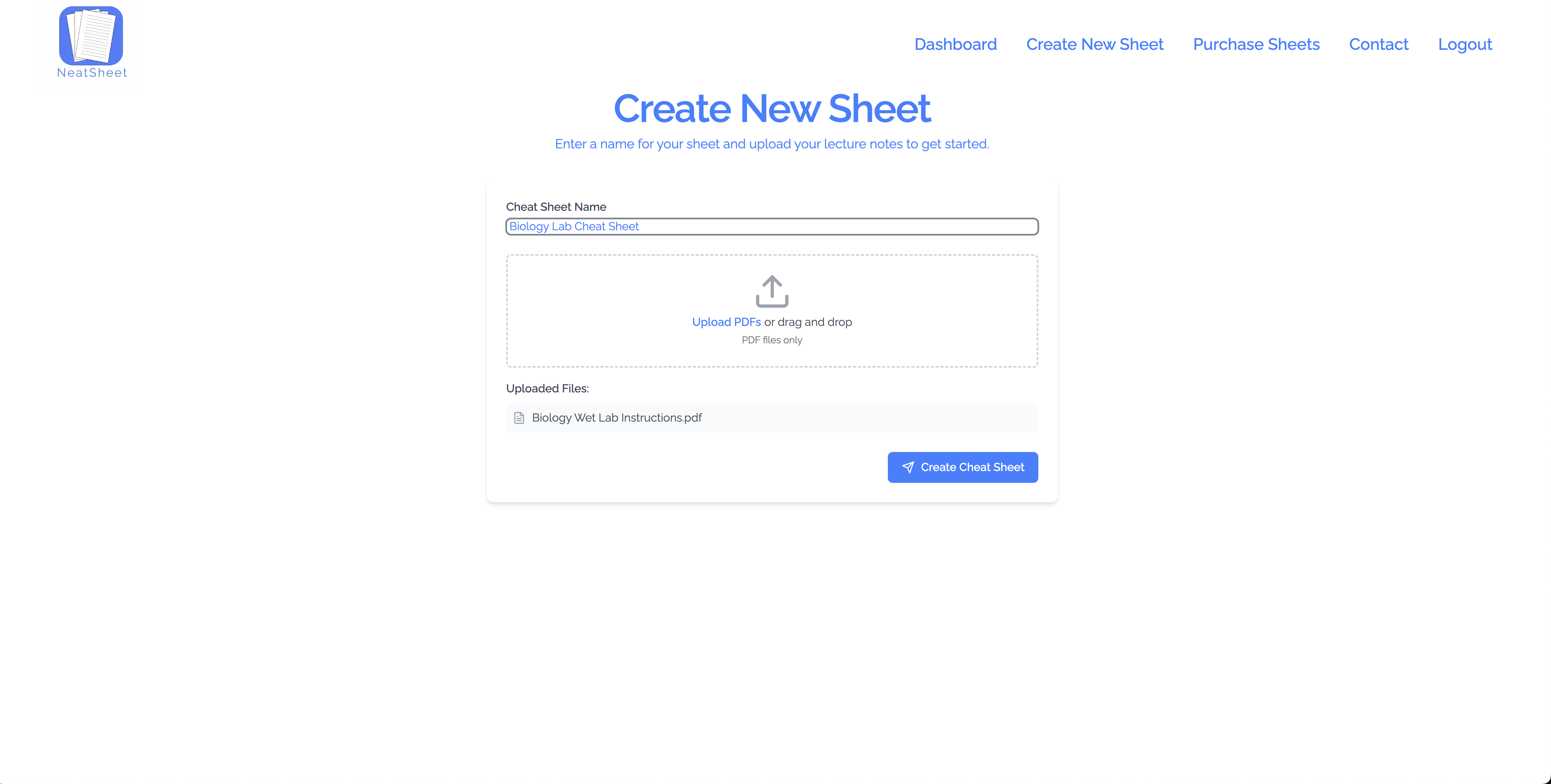 PDF to cheat sheet preview
